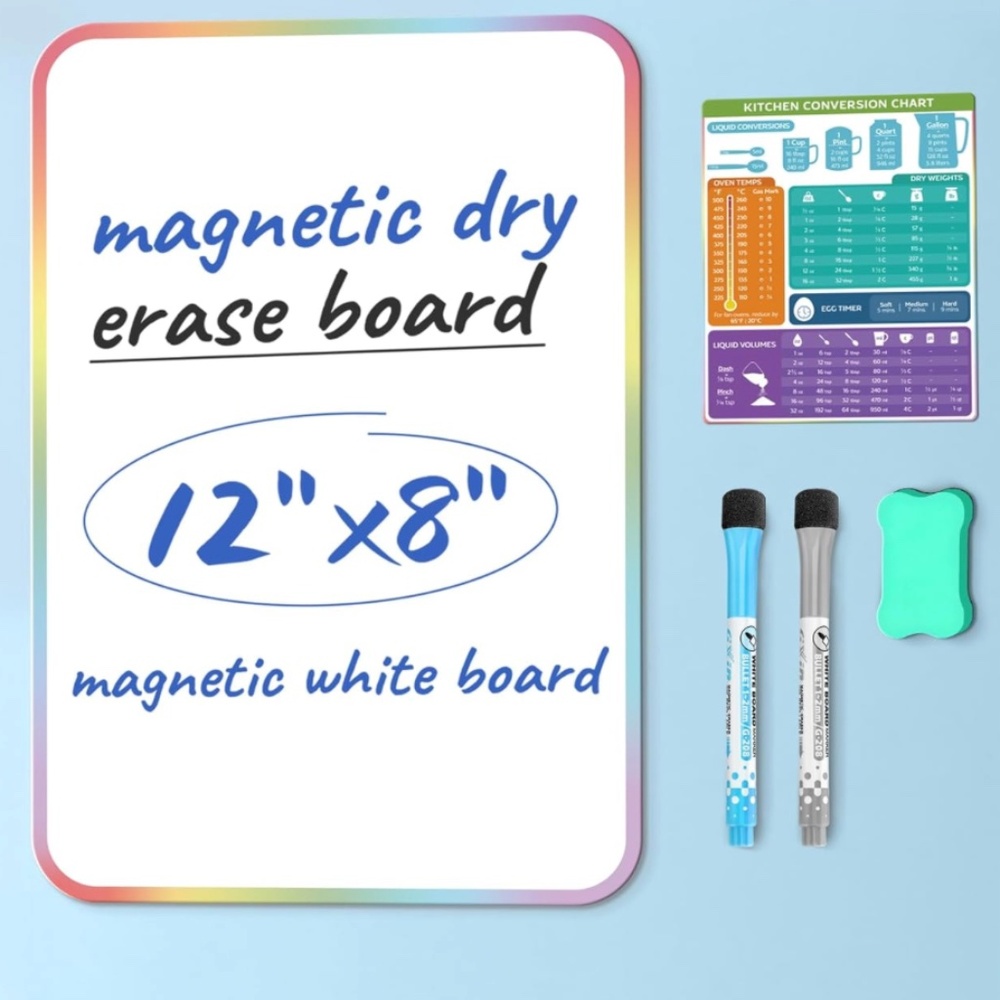 Magnetic Dry Erase Board + 2 markers, eraser, & conversion chart
